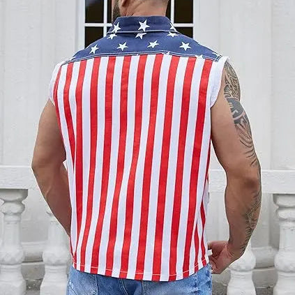 Unisex American Flag Denim Vest