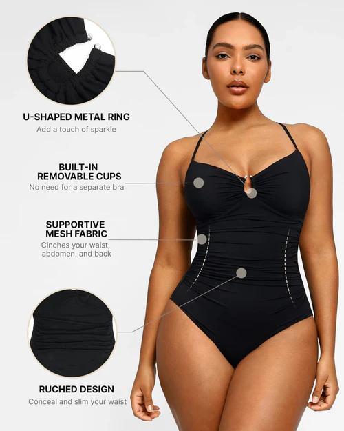 U-Ring Tummy Control One-Piece Swimsuit