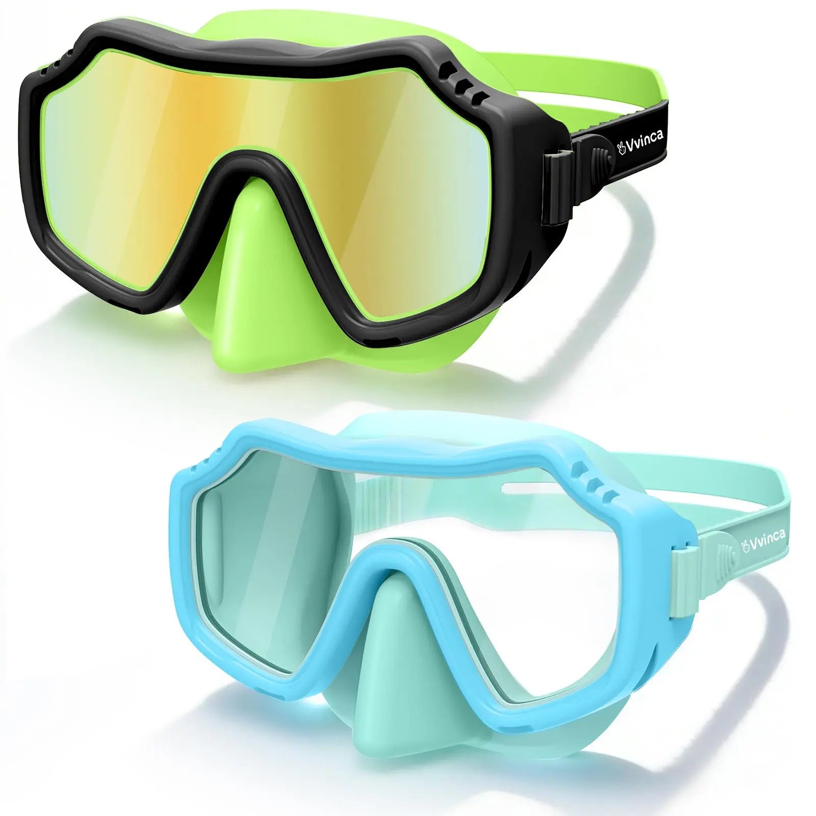 Swim Goggles 2 Pcs with Nose Cover for Ages 3-12+ Kids