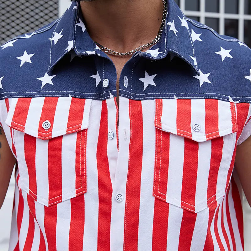 Unisex American Flag Denim Vest