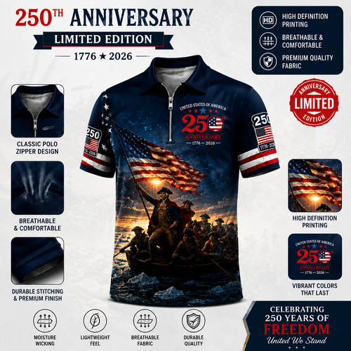 Patriotic American Flag Polo Golf Shirt for Men