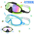 Swim Goggles 2 Pcs with Nose Cover for Ages 3-12+ Kids