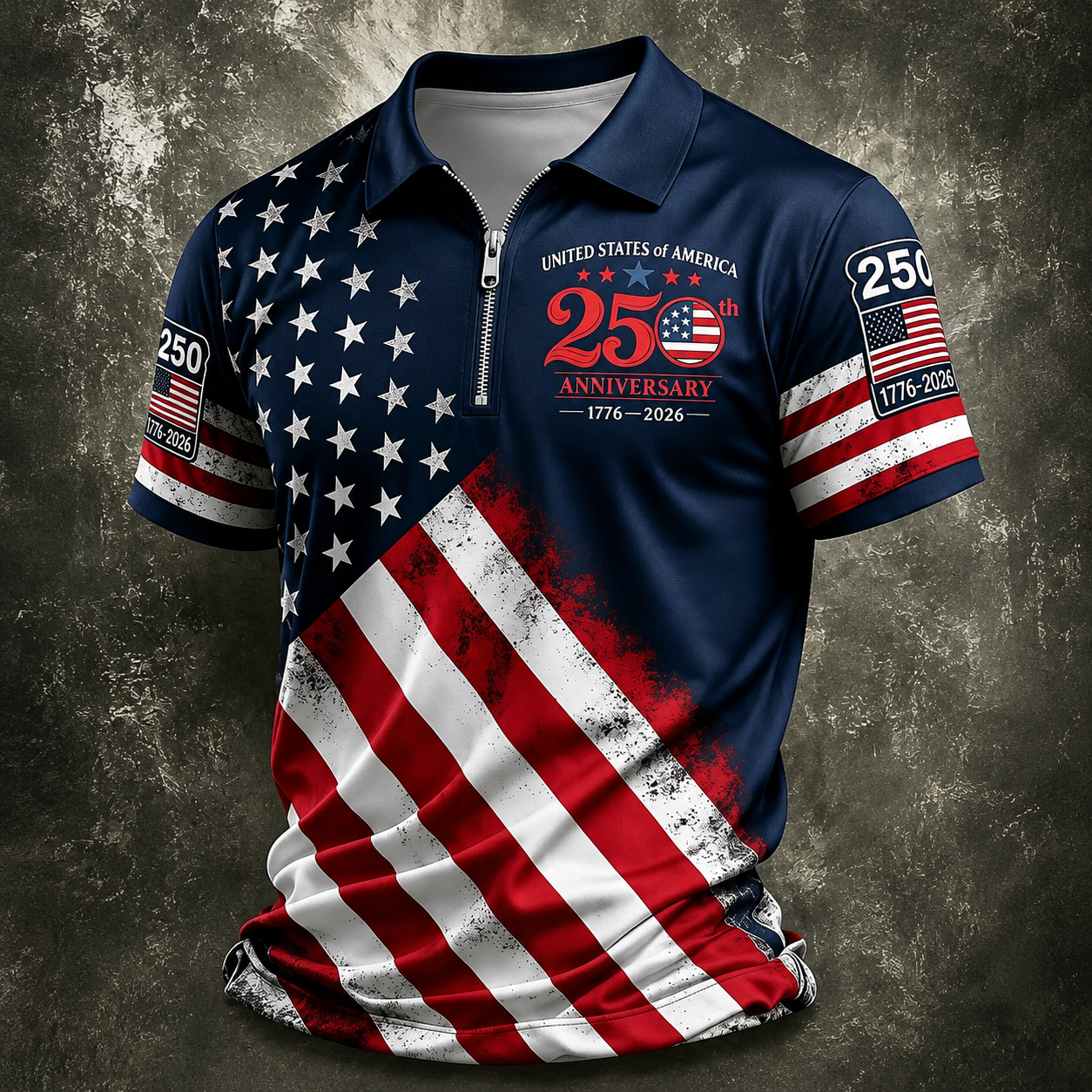 Patriotic American Flag Polo Golf Shirt for Men